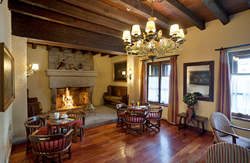 Acogedor salón con chimenea.